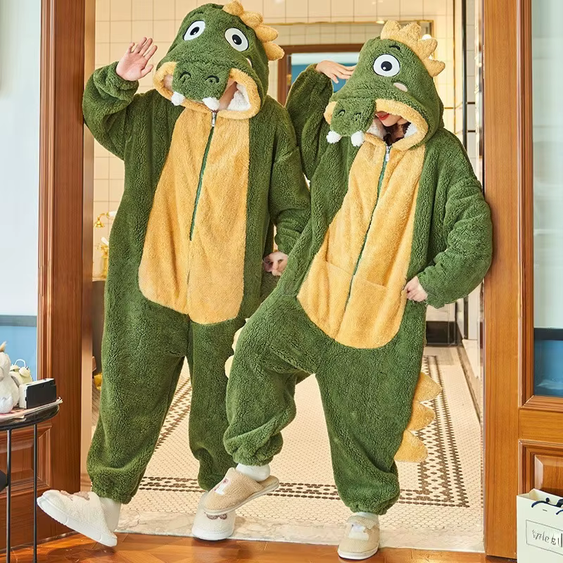 Pyjamas animaux mignons pour hommes femmes hiver flanelle