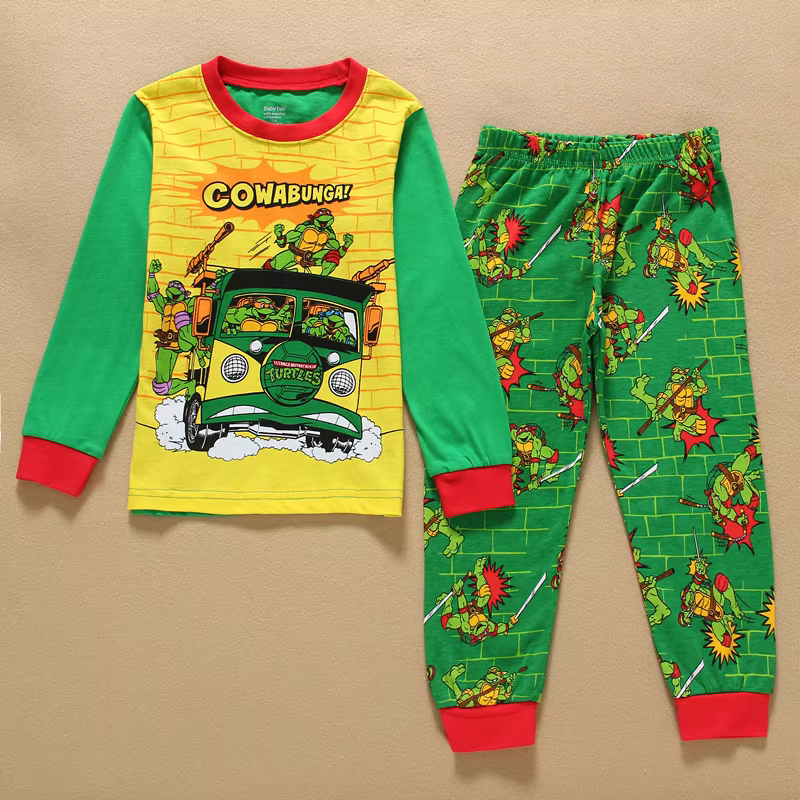 2 pièces Anime adolescent Mutant Ninja tortues pyjama garçons maison vêtements enfants Kawaii pyjamas dessin