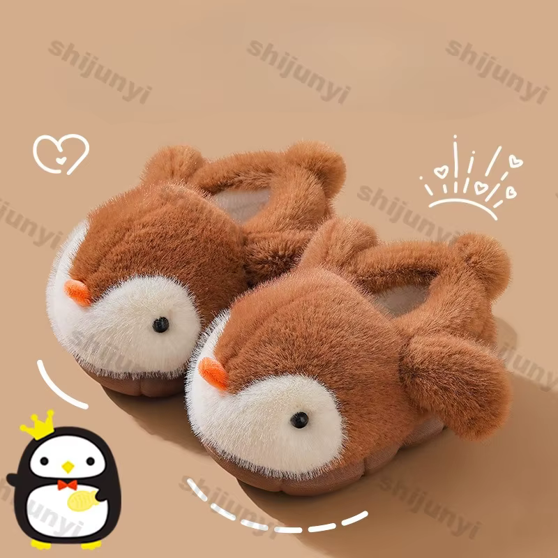 Mignon pingouin garçons filles coton pantoufles 2025 nouvelle mode d'hiver enfants Eva