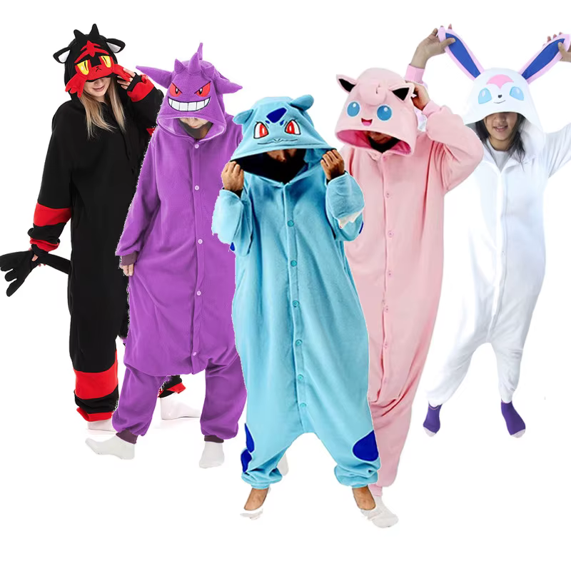 Pyjama Kigurumi Pokémon Snorlax Eevee Squirtle Gengar Umbreon – Costume Cosplay Anime pour Adulte Halloween