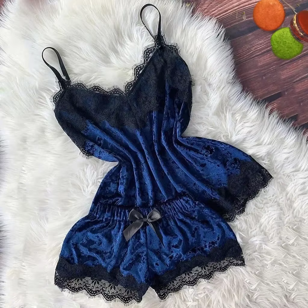 Automne hiver velours pyjamas ensemble femmes Sexy Lingerie vêtements de nuit
