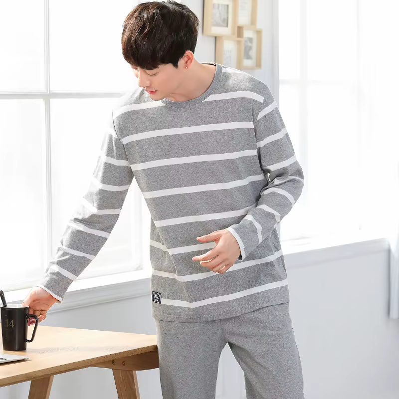 Pyjama en coton à col rond pour homme
