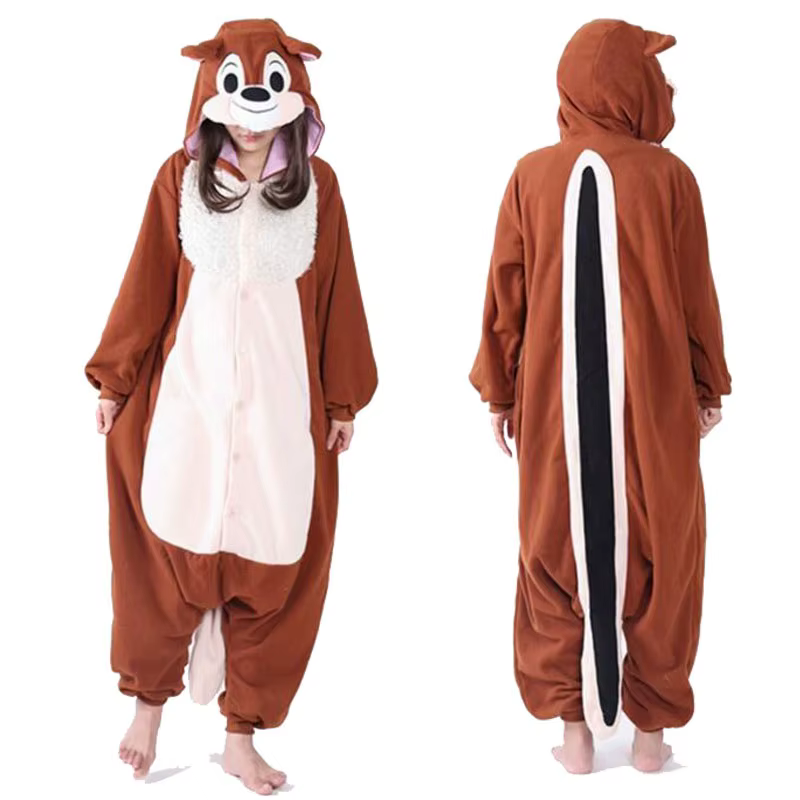 Disney Chip & Dale fleur esprit dessin animé combinaison hiver pyjama pour femmes mignon
