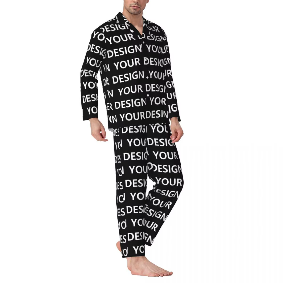 Pyjamas pour hommes ajouter des vêtements de nuit de chambre de conception personnalisé bricolage fait votre Image deux pièces pyjama ample ensembles manches longues surdimensionné costume de maison