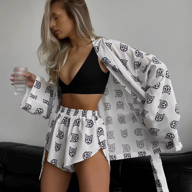 Pyjama taille haute à lacets pour femmes