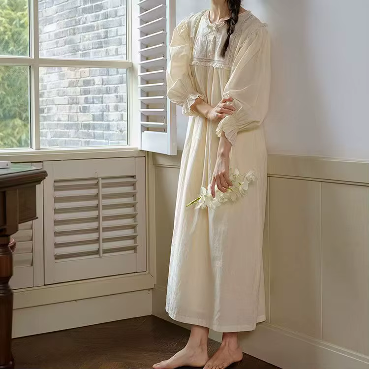 Femmes vêtements de nuit victoriens pur coton Vintage chemises