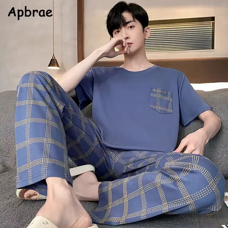 Pyjama d'été en coton doux pour homme