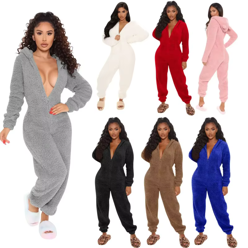 Nouveaux pyjamas en polaire à capuche pour femmes grandes tailles 5XL