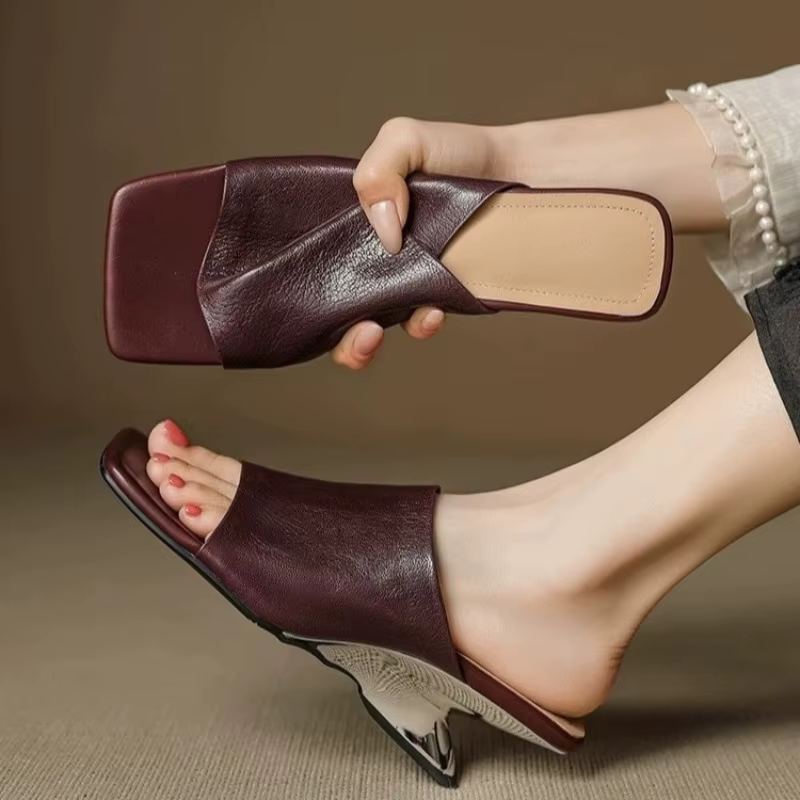 Pantoufles à talons Limp rétro pour femmes