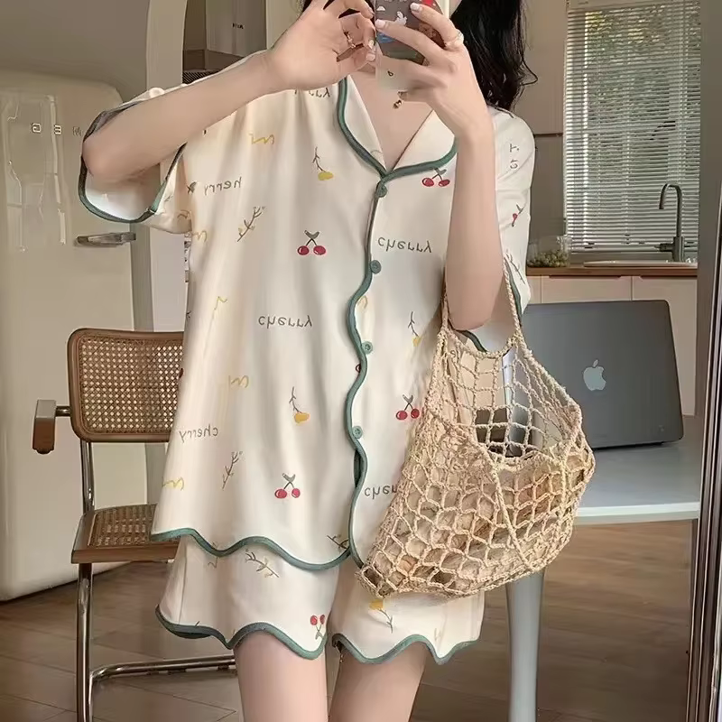 Pyjama d'été à manches courtes pour jeunes femmes
