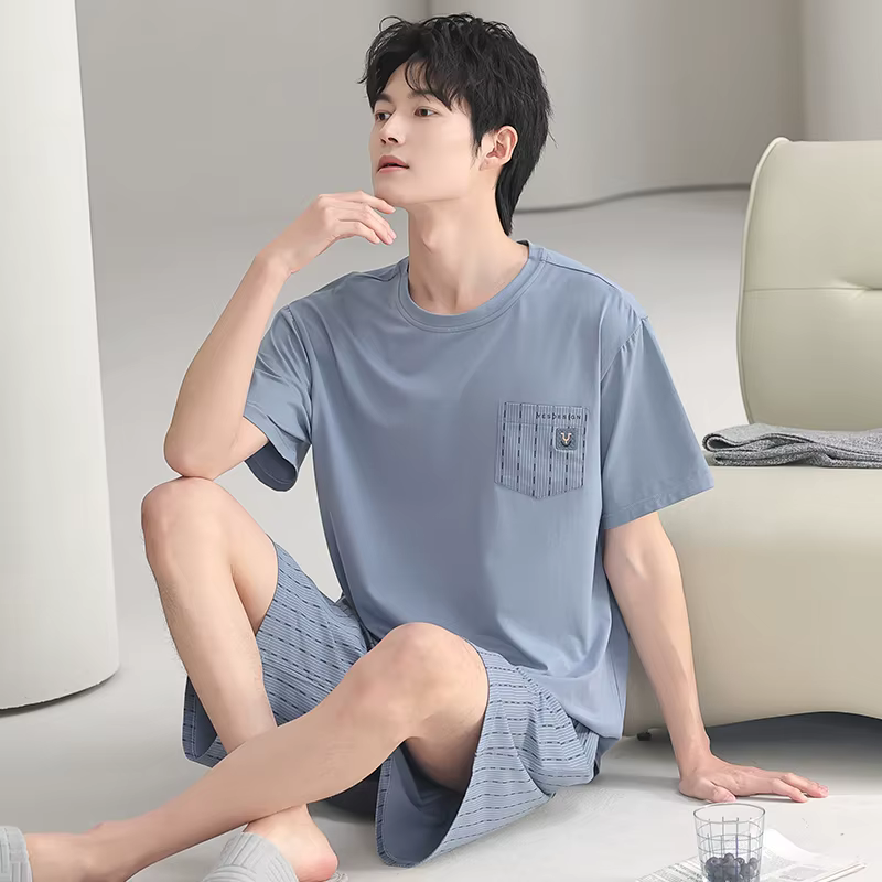 Ensemble pyjama d'été à manches courtes pour hommes