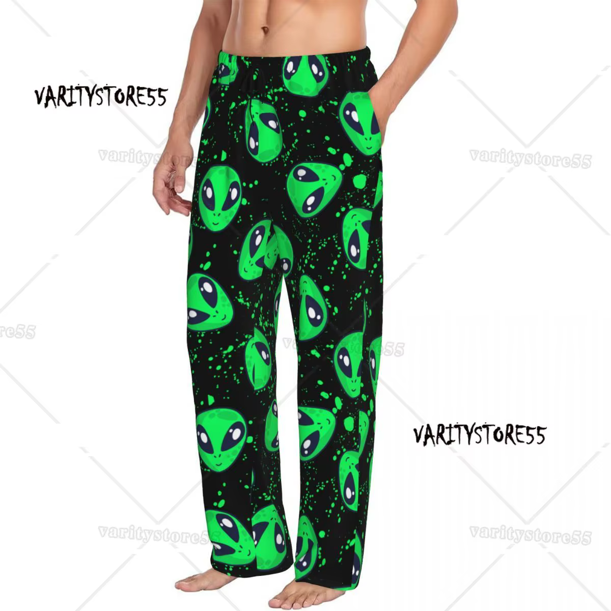 Pantalon de pyjama Alien vert drôle personnalisé