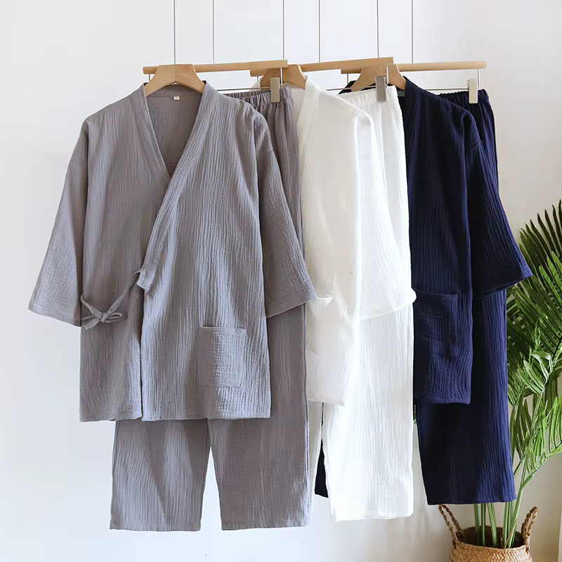 Kimono de Grande Taille avec Poche et Pantalon Long pour Homme