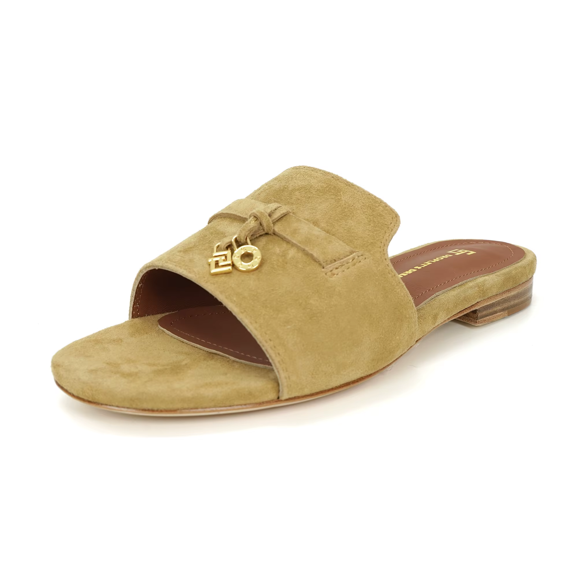 Pantoufles plates en daim de mouton pour femmes