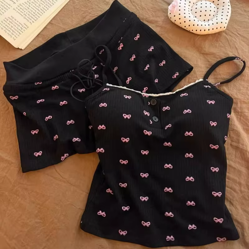 Ensemble de pyjama d'été pour femme avec nœud