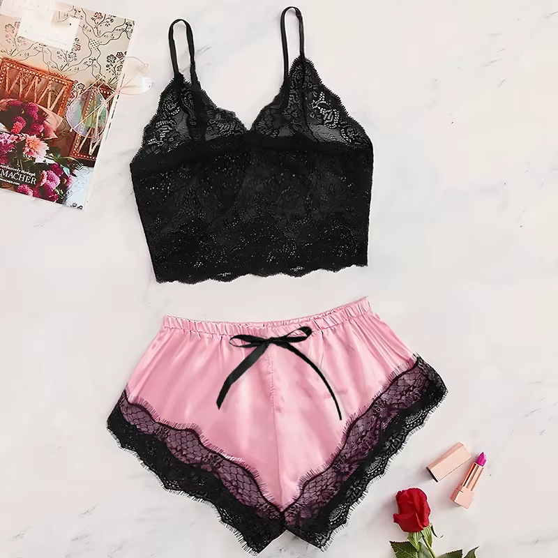 Pyjama Sexy en Dentelle Transparente pour Femme