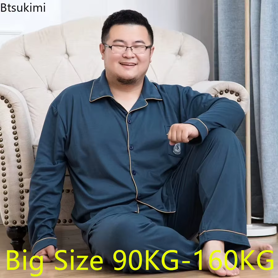 Grande taille 5XL hommes à manches longues coton pyjama ensembles automne hiver Style coréen