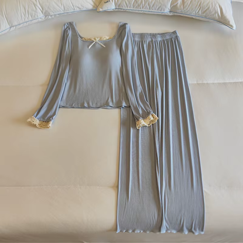 Ensemble pyjama femme Modal confort vêtements de nuit à manches longues dames tenue