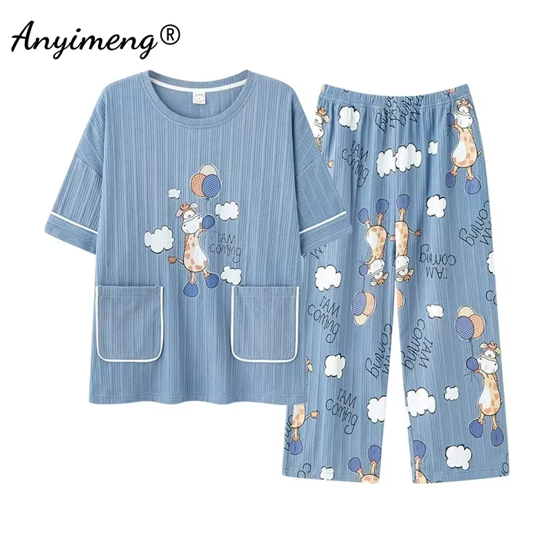 Capris-Pyjama d'été en coton pour femme