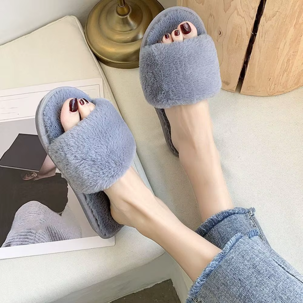Chaussures antidérapantes hiver pantoufles en peluche