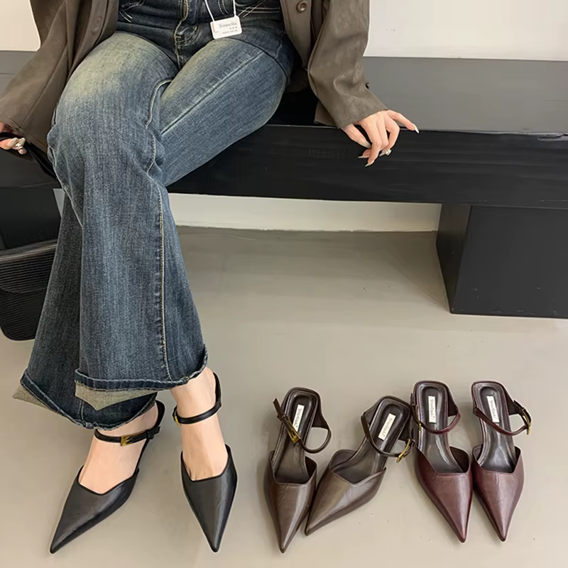 Été couverture orteil femmes pantoufles mode Singbacks Mules chaussures dames élégant talon mince décapant fête Sandalias