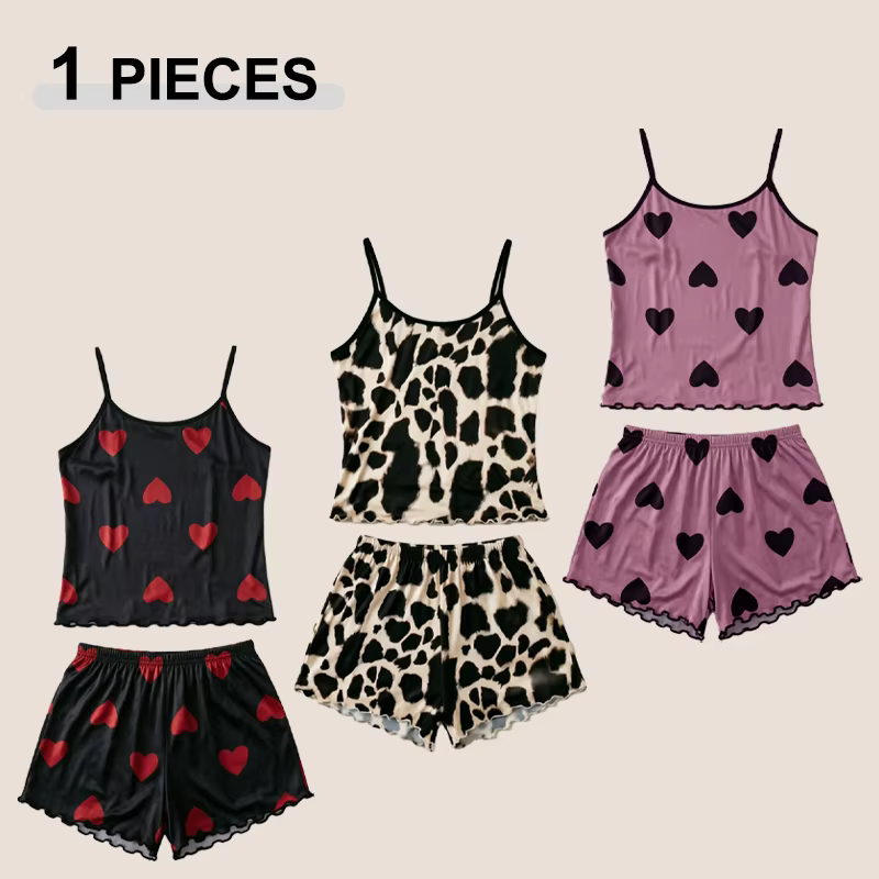 Ensemble pyjama d'été décontracté 2 pièces pour femme