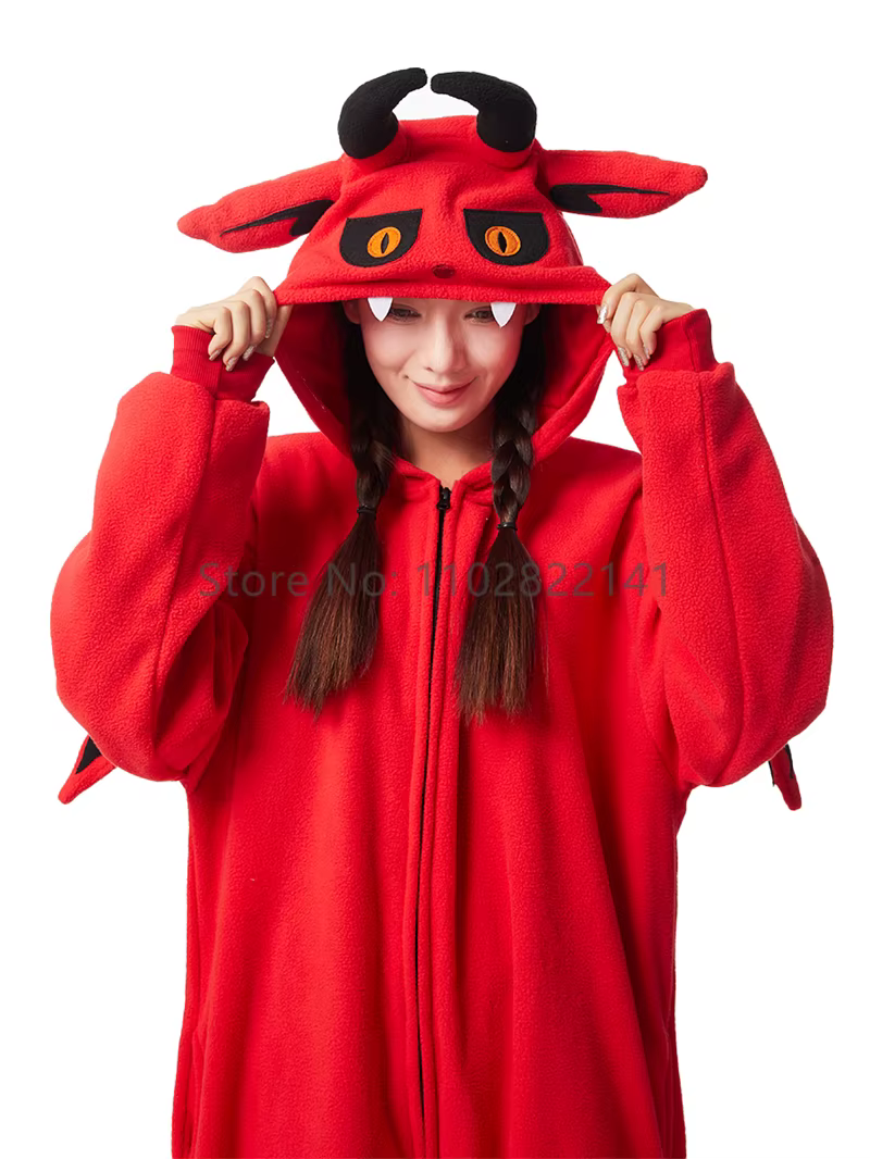 Favofans adulte Kigurumis pyjamas Halloween Onesie Reddemon pour femmes hommes dessin animé pyjama Homewear Cosplay Costume
