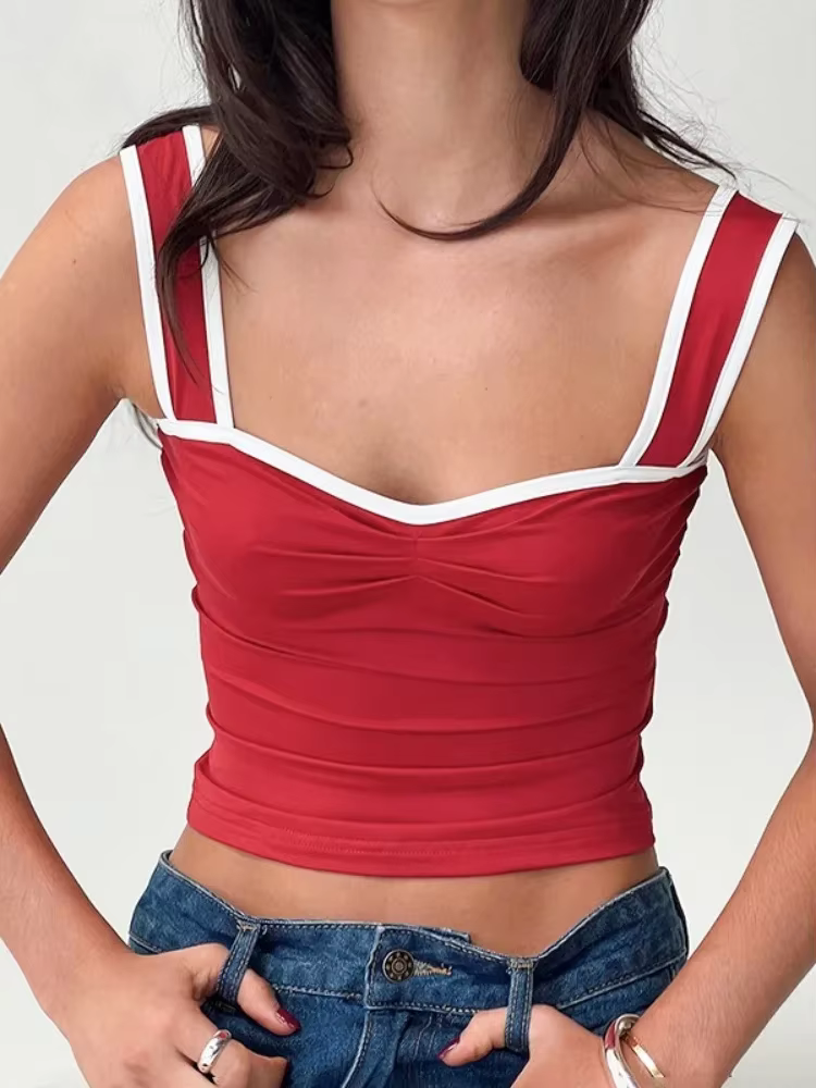 Camison Verano-Corset à bretelles froncées pour femmes