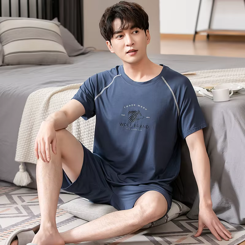 Grande taille M-4XL hommes pyjamas ensemble été Modal à manches courtes Pijama mâle vêtements de nuit décontractés