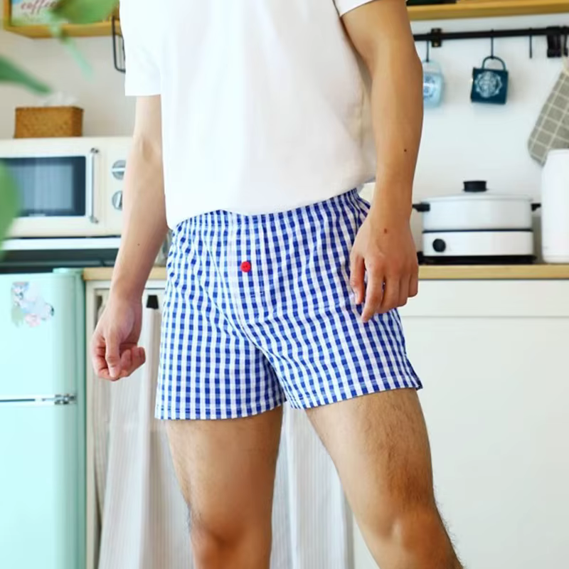 Boxer à carreaux en coton pour hommes