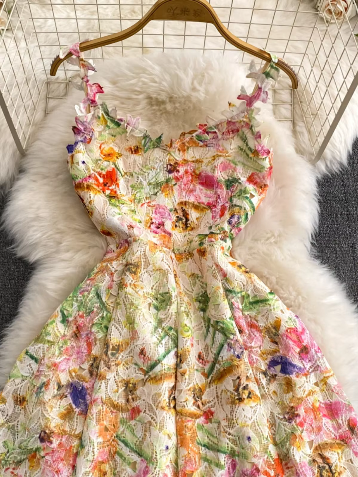 Frenchic-Robe maxi vintage en dentelle pour femme