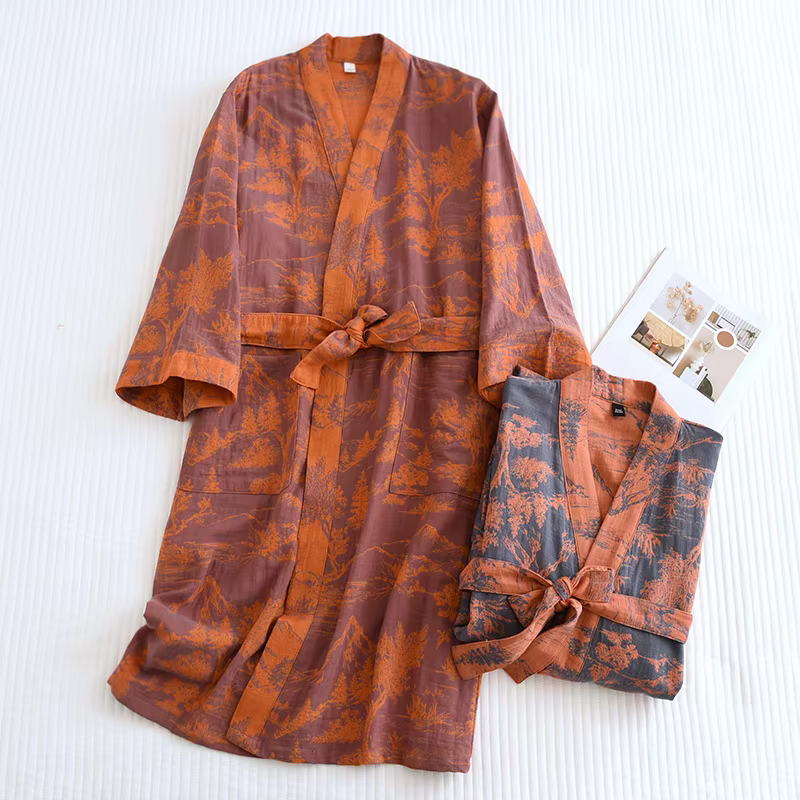 Chemise de nuit en gaze de coton pour couple