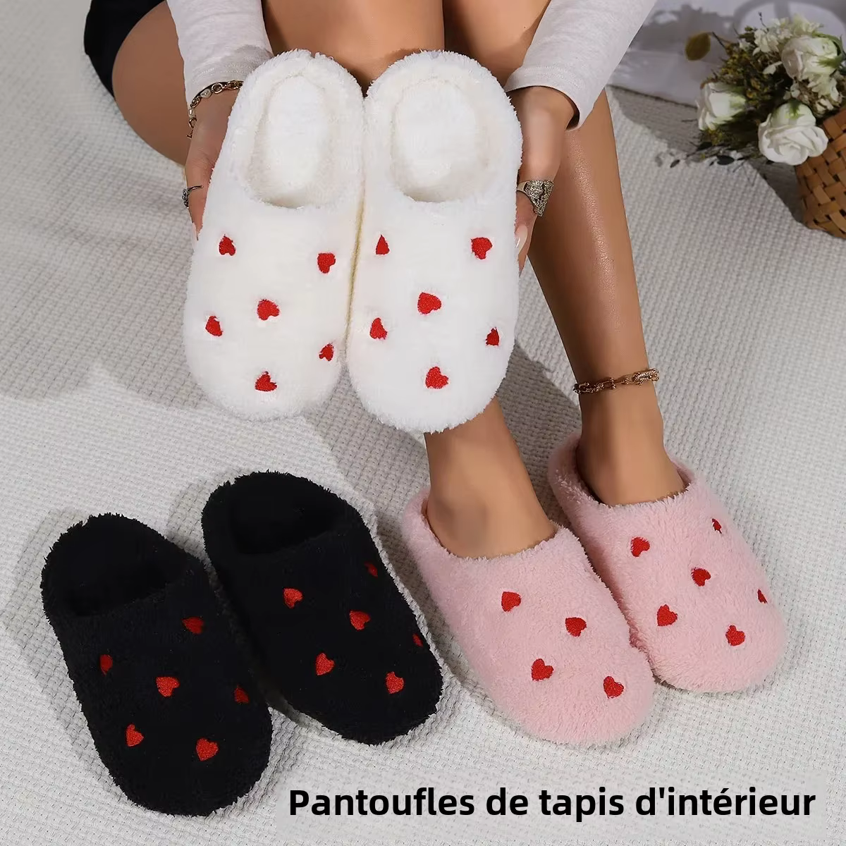 Pantoufles en forme de cœur pour femmes