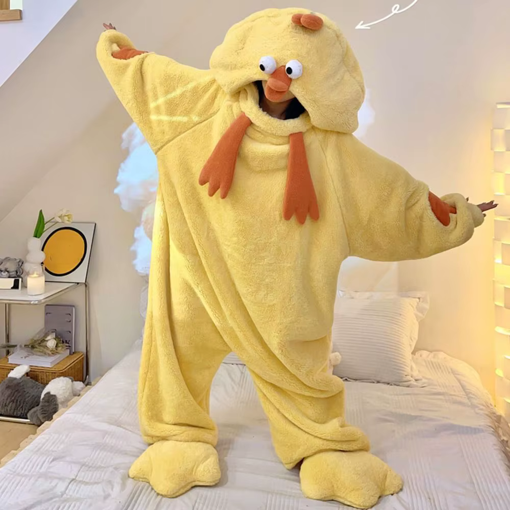 Combinaisons pyjama de poulet de dessin animé