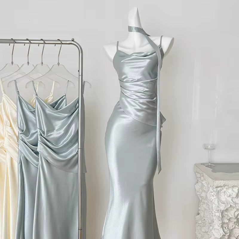 Robe d'été longue en Satin pour femmes