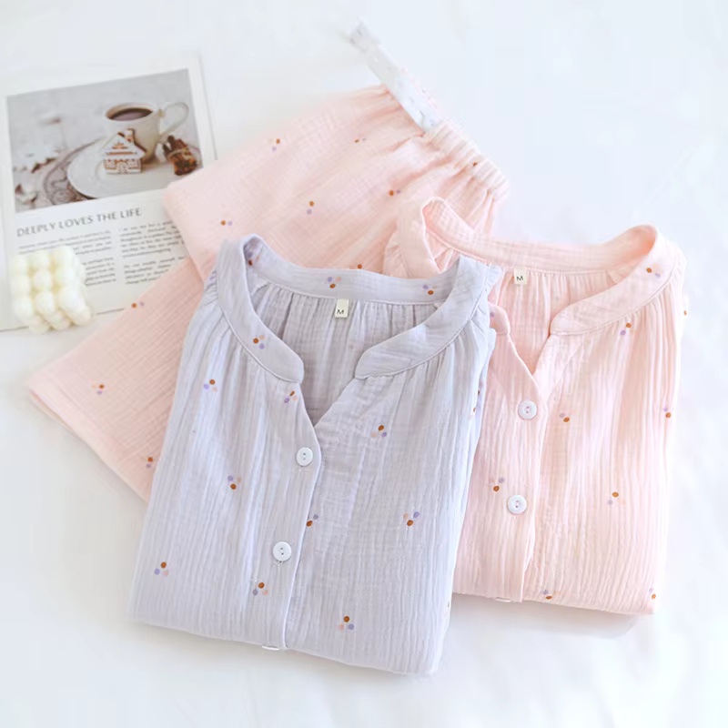 Pyjama d'Allaitement en Coton à Manches sulfpour Femme Enceinte