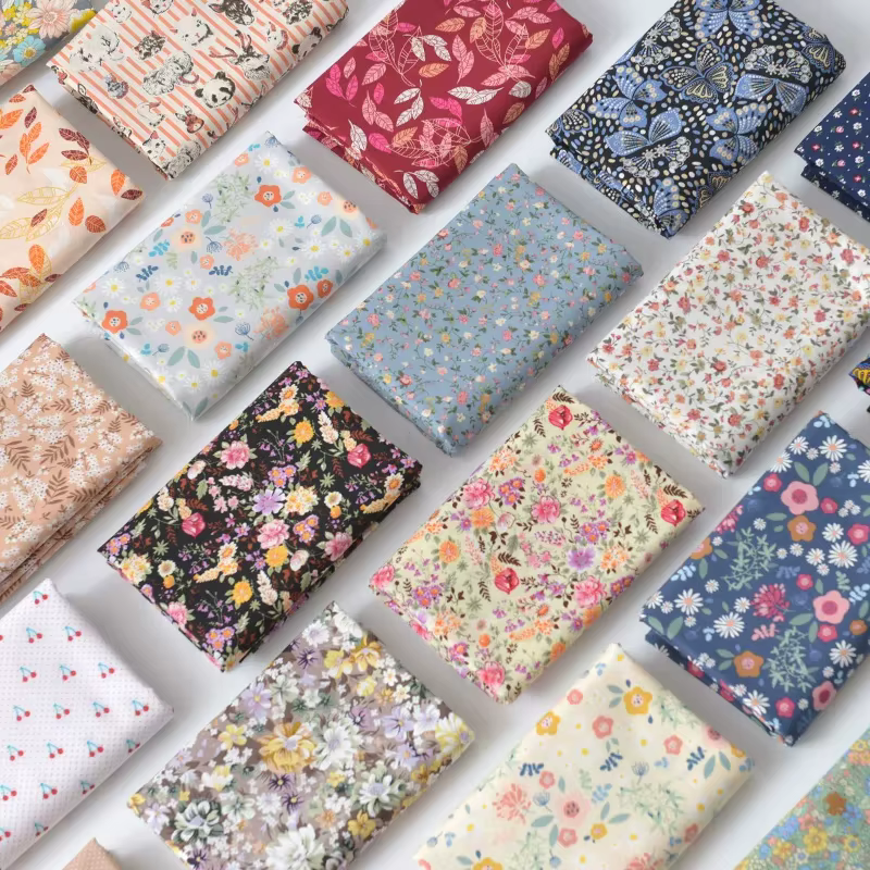 Tissu en popeline de coton à motifs floraux pour vêtements d'enfants DIY