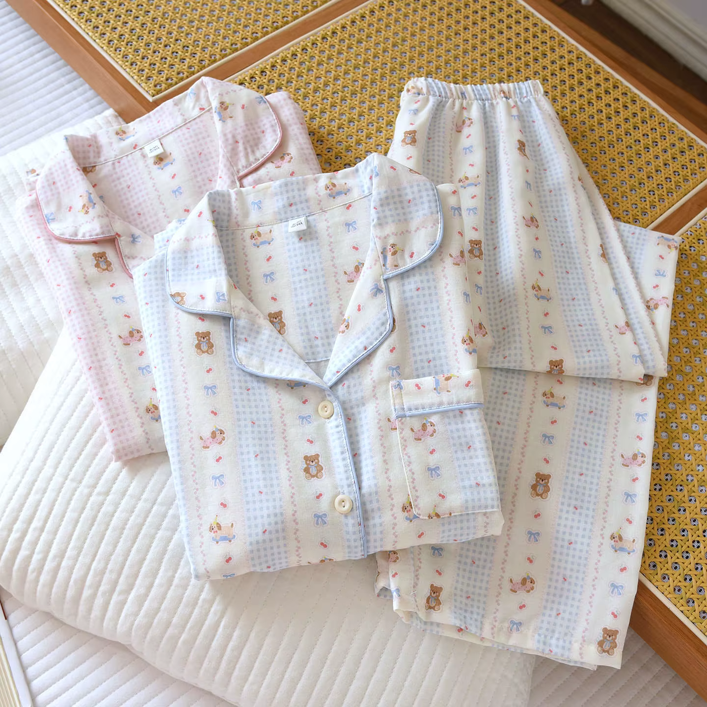 Ensemble pyjama 2 pièces pour femme - Vêtements de nuit à imprimé chiot mignon