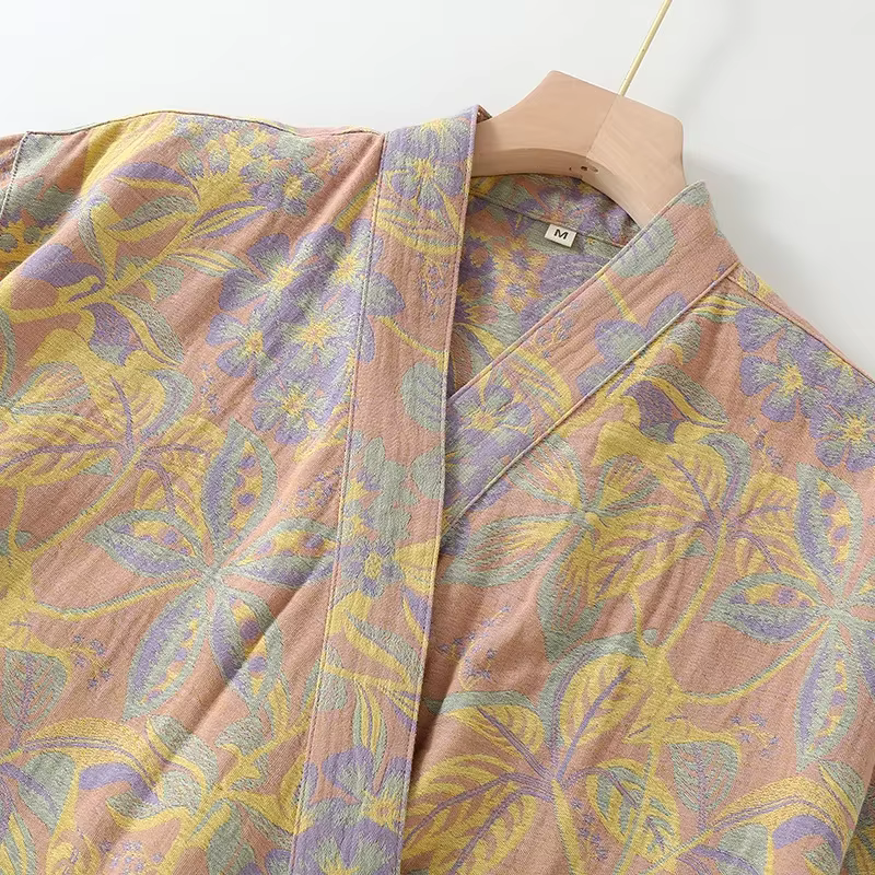 Peignoir en coton de style national jacquard pour femmes