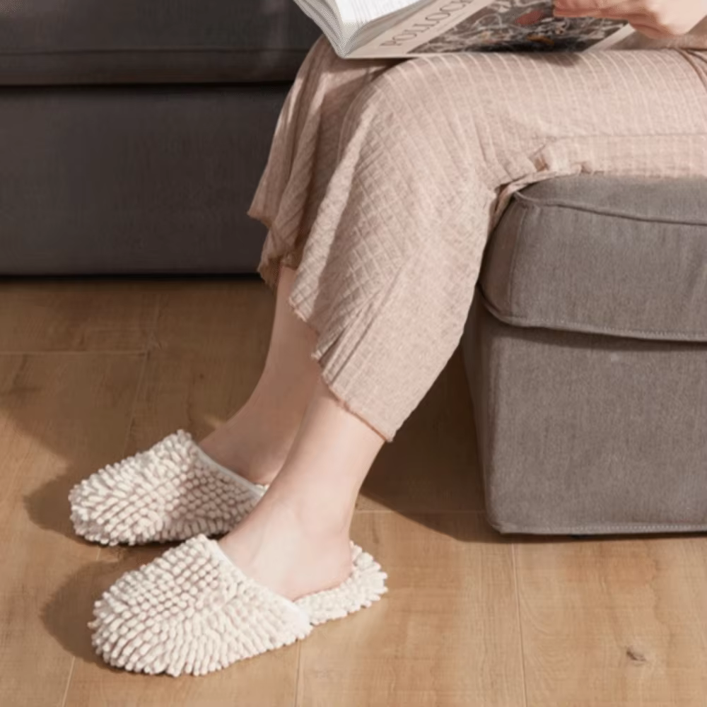 Pantoufles absorbantes en Chenille pour succion d'eau