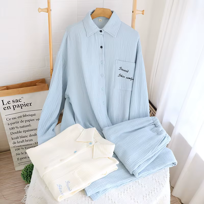 Pyjama femme 100% coton automne printemps manches longues