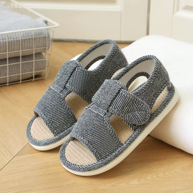 Chaussons en lin antidérapants pour la maison