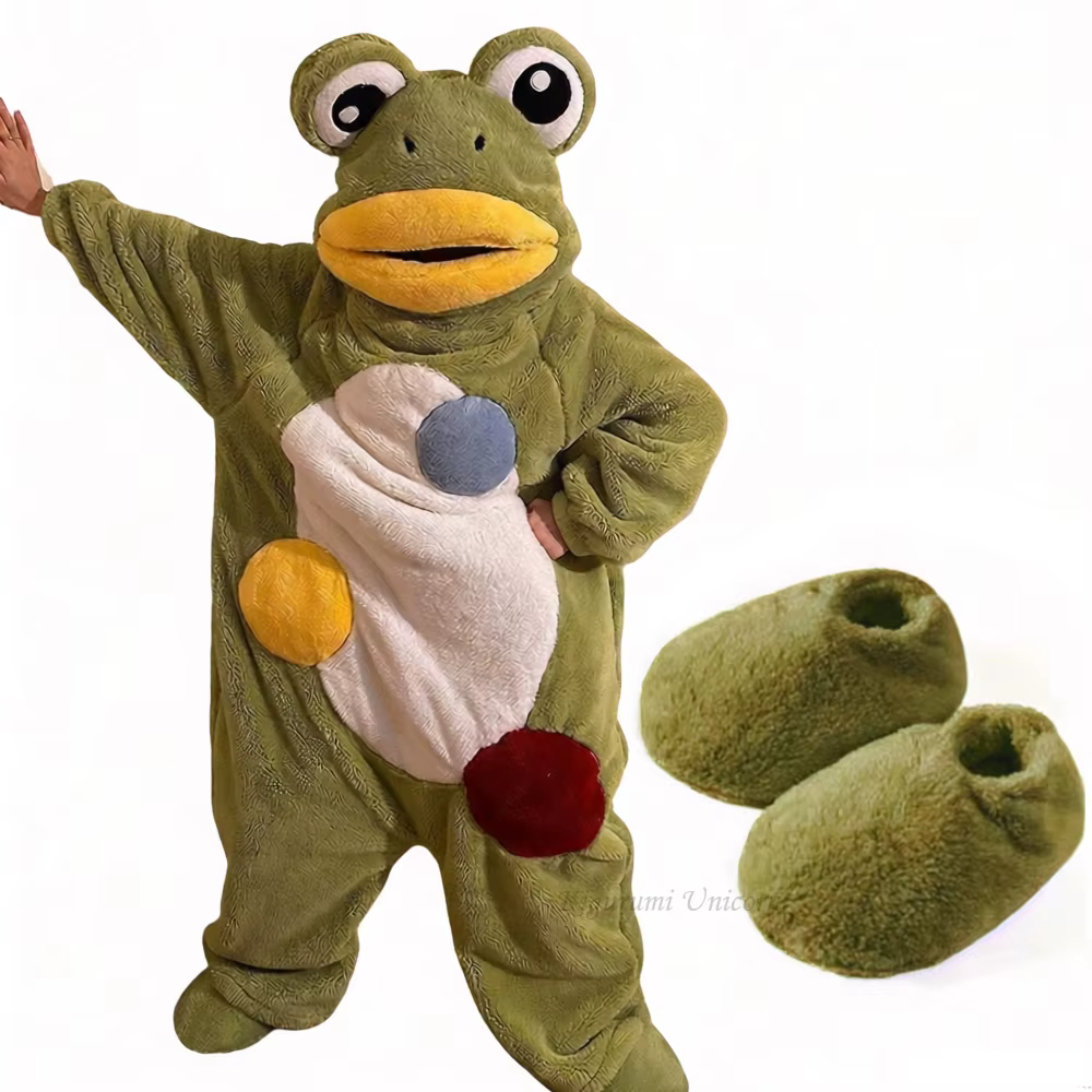 Dessin animé grenouille Kigurumi licorne hiver pyjamas Onesie pyjama Costumes pour Halloween carnaval Cosplay femmes hommes fête pantoufle