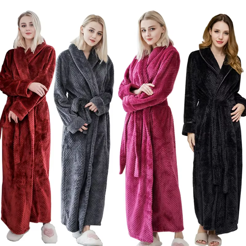 Hommes hiver grande taille longue flanelle peignoir chaud corail polaire Kimono Robe de bain nuit confortable vêtements