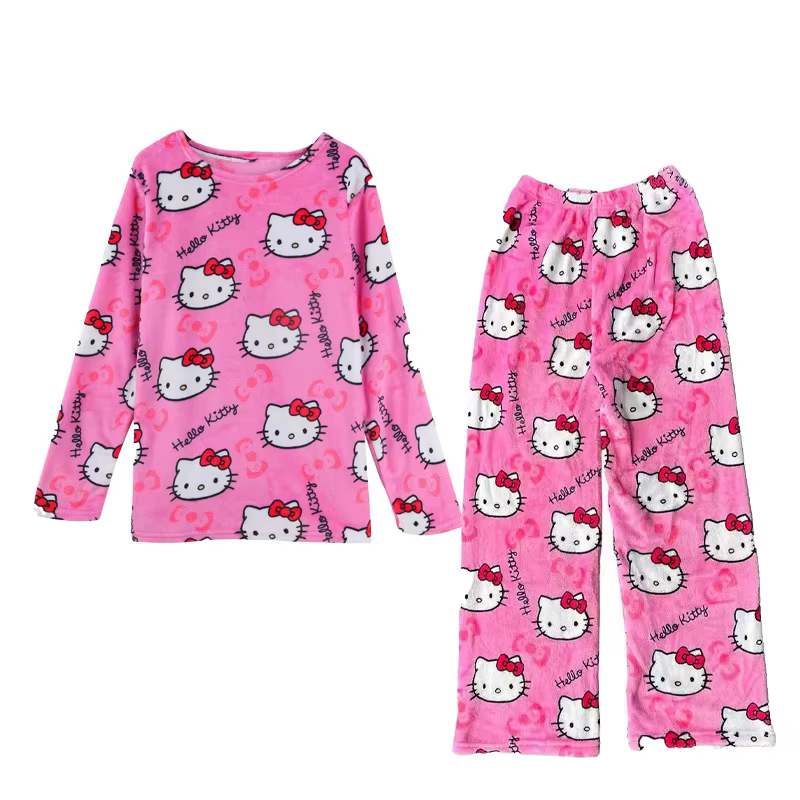 Ensemble de pyjama en flanelle pour femme Hello Kitty