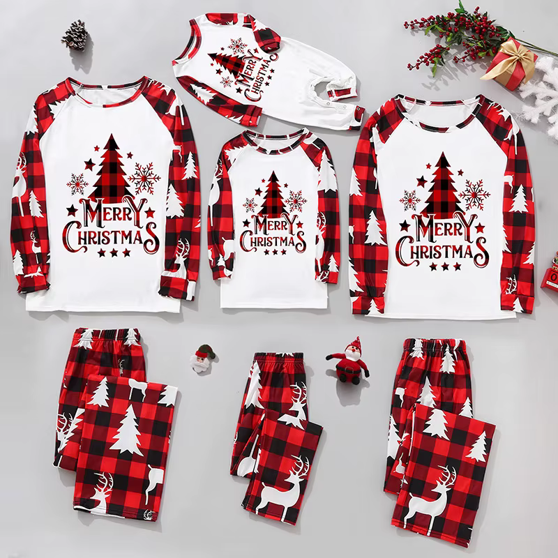 Noël famille correspondant tenues maman papa enfants 2 pièces pyjamas ensemble bébé barboteuses décontracté vêtements