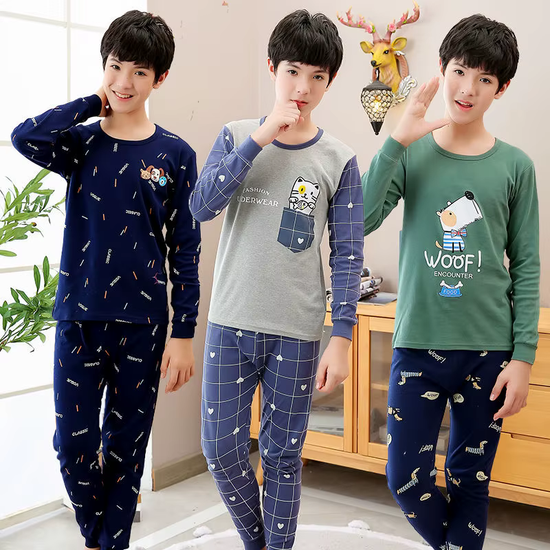 Pyjama en coton à manches longues pour adolescents