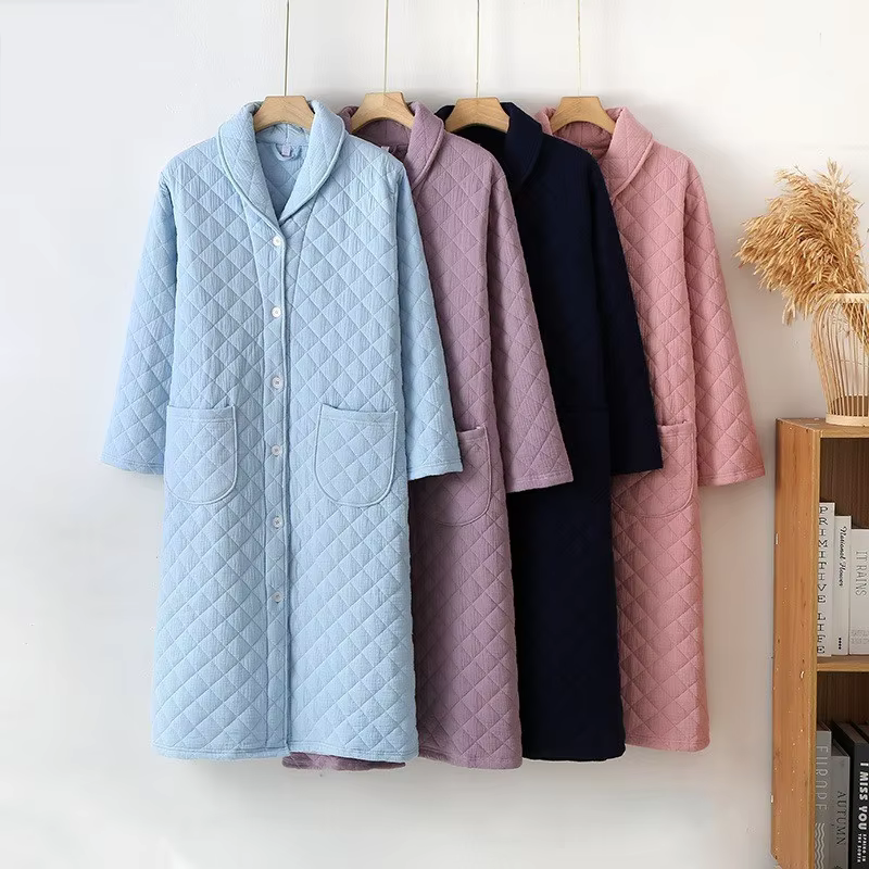 Automne hiver femmes chaud coton avec remplissage Robe dames peignoir femme à manches longues