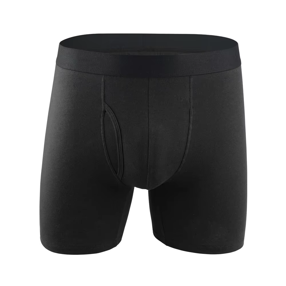 Boxer Long en Coton pour Homme Culotte Imprimée en Famille Sous-Vêtement Ouvert Devant Sexy