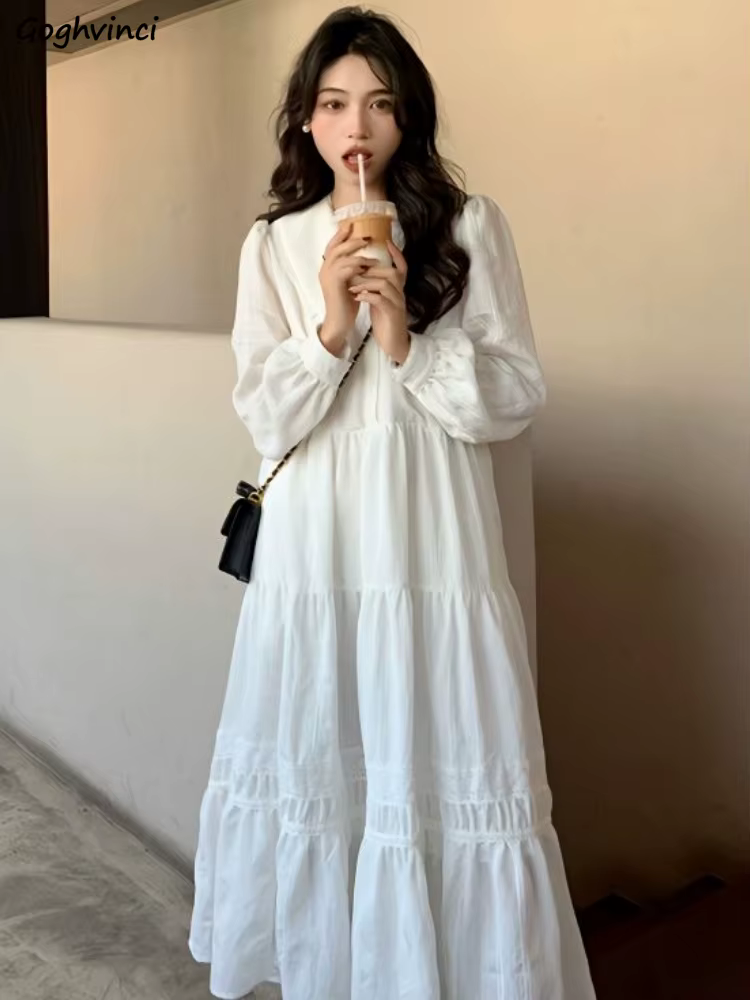 Robe mi-longue à volants doux pour femmes
